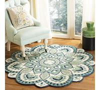 Safavieh Tapis Traditionnel pour Salon, Salle à Manger, Chambre à Coucher - Novelty Collection, Tapis à Poil Court, Ivoire et Bleu, 120 x 120 cm