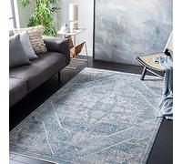 Safavieh Tapis Traditionnel pour Salon, Salle à Manger, Chambre à Coucher - Victoria Collection, Tapis à Poil Court, Bleu et Gris, 152 X 244 cm