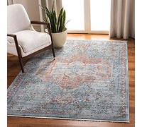 SAFAVIEH Tapis Traditionnel Pour Salon, Salle à manger, Chambre à coucher - Victoria Collection, Tapis à poil court, Bleu et Ivoire, 66 X 244 cm