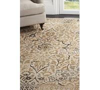 SAFAVIEH Tapis Traditionnel Pour Salon, Salle à manger, Chambre à coucher - Vintage Collection, Tapis à poil court, Crème et bleu marine, 99 X 170 cm