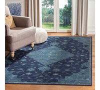 Safavieh Tapis Traditionnel pour Salon, Salle à Manger, Chambre à Coucher - Vintage Collection, Tapis à Poil Court, Bleu Marine et Sarcelle, 160 x 229 cm