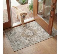 SAFAVIEH Tapis Traditionnel Rug Idéal pour Les Zones à Fort Passage - Lavable en Machine et Antidérapant - Arizona Collection, Tapis à Poil Court, Beige et Or, 69 X 122 cm