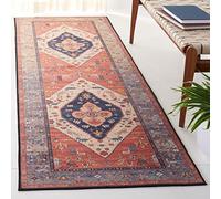 SAFAVIEH Tapis Traditionnel Rug Idéal pour Les Zones à Fort Passage - Lavable en Machine et Antidérapant - Tucson Collection, Tapis à Poil Court, in Rouille et Bleu, 120 X 180 cm