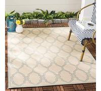 Safavieh Tapis Treillis pour intérieur et extérieur - Collection Beachhouse, Poils Courts, Couleur crème et Turquoise, 122 x 183 cm