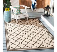 Safavieh Tapis Treillis pour intérieur et extérieur - Collection Beachhouse, Poils Courts, Couleur crème et Marron, 160 x 229 cm
