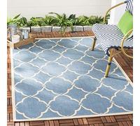 Safavieh Tapis Treillis pour intérieur et extérieur - Collection Beachhouse, Poils Courts, en Bleu et crème, 122 x 183 cm