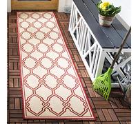 Safavieh Tapis Treillis pour intérieur et extérieur - Collection Beachhouse, Poils Courts, Rouge et crème, 61 x 244 cm