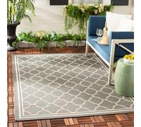 Safavieh Tapis Treillis pour intérieur et extérieur - Collection Courtyard - Poils Courts - Anthracite et Beige - 122 x 170 cm