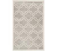 Safavieh Tapis Treillis pour Salon, Salle à Manger, Chambre à Coucher - Collection Amherst - Poils Courts - Gris Clair et Ivoire - 76 x 122 cm