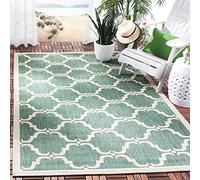 Safavieh Tapis Treillis pour Salon, Salle à Manger, Chambre à Coucher - Collection Cour - Poils Courts - Vert foncé et Beige - 79 x 152 cm