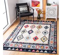 Safavieh Tapis Tribal bohème pour Salon, Salle à Manger, Chambre à Coucher - Collection Adirondack - Poils Courts - Ivoire et Gris - 155 x 229 cm
