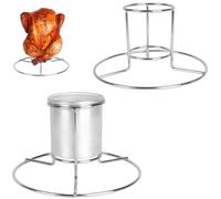 SafBbcue Lot de 2 supports pour canettes de bière et poulet en acier inoxydable avec boîte pour poulet entier, support de dinde pour barbecue Weber Charbroil Camp Chef et four, passe au lave-vaisselle