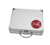 SAFE 243 ALU Coffret Monnaie pour Pièces 20 € - avec 6 Plateaux (ø 34 mm) & 100 Capsules - Mallette de Transport Aluminium - Jusqu’à 120 Pièces - 250 x 215 x 70 mm