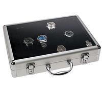 SAFE 266 ALU Boîte de rangement pour 18 montres | Porte-bijoux en velours | boîte de montre verrouillable avec couvercle en verre et coussin de montre amovible