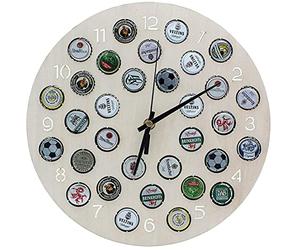 SAFE 36897 Horloge Murale Capsules - Ø 30 cm - Cadeau Homme collectionneur bière - Montre Murale avec 32 emplacements Capsules - Déco Bar & Anniversaire