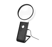 Safe 4566 Loupe de Lecture avec lumière LED UV | Grossissement 3,5 et 25 - Taille des Verres 20 et 80 mm | Hauteur jusqu'à 130 mm