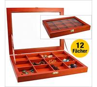 SAFE 5337 Vitrine de collection en bois avec 12 compartiments pour minéraux, figurines de collection et autres | Hauteur intérieure 28 mm | Dimensions 395 x 305 x 47 mm
