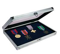SAFE 5618 Vitrine en Aluminium Compacte | Coffret avec Doublure en Velours Bleu | 295 x 190 x 45 mm | Montage Mural | pour Pins, Médailles, Minéraux