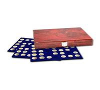 SAFE 5794 Vitrines en bois de racine Premium avec 3 plateaux pour 105 pièces jusqu'à 26 mm Ø 2 euros | 258 x 205 x 45 mm | Vitrine pour pour votre collection