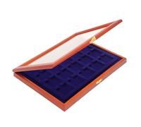 Safe 5846 Vitrines en Bois avec 15 Compartiments de 50 x 50 mm, par ex. pour Les Capsules Square/Cadres pour pièces de Monnaie | Format: 255 x 210 x 40 mm | Vitrine pour pour Votre Collection