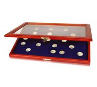 SAFE 5868 Coffret en bois véritable pour 40 pièces commémoratives de 2 euros | Vitrine pour pièces en euros de 26 mm | Doublure en velours bleu royal | 375x260x30mm