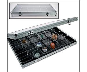Safe 5876 Vitrine de Collection en Aluminium pour minéraux avec Couvercle Transparent | 395 x 295 x 45 mm | Hauteur utile env. 45 mm
