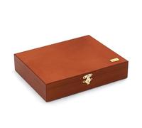 SAFE 5898 - Coffret « Élégance » pour 90 Couvercles de Champagne - Étui en Bois avec 3 Inserts en Velours - Doublure Rembourrée - Fermeture Laiton - 240 x 210 x 40 mm