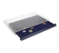 SAFE Organisateur 6460 pour épingles et médailles | sans Compartiments | avec Insert en Velours Bleu Amovible | Empilable | Format 375 x 267 x 30 mm