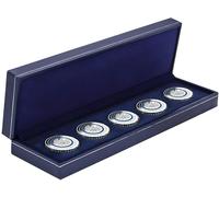 SAFE 7918 Étui à Pièces pour 5 Pièces jusqu’à 55 mm Ø | Bleu Foncé avec Gravure Argentée | Insert en Mousse Rigide | Pour 2€, 5€, 20€ | Compatible avec Capsules