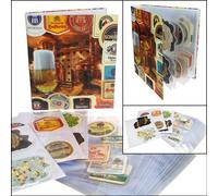 SAFE 7922 Album de collection pour sous-bocks DIN A4 - Inclus 20 pochettes pour jusqu’à 160 sous-bocks - Grand format 32,5 × 2,9 × 6 cm - Album à 4 anneaux avec motifs bière