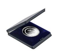 SAFE 7934 Étui Rigide pour pièces | pour pièces Jusqu’à 30 mm Ø | Bleu foncé | Intérieur Velours et Coussin en Soie | Dimensions extérieures 65 x 70 x 12 mm