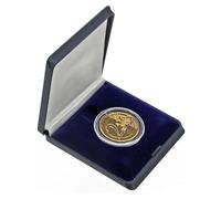 SAFE 7957 Étui Rigide pour pièces | pour pièces jusqu'à 21 mm Ø | Bleu foncé | Intérieur Velours et Coussin en Soie | Dimensions extérieures 65 x 70 x 12 mm