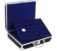 SAFE 9817 Mallette à Monnaies en Aluminium - Coffret Noir pour 180 Pièces sous Capsules - avec 6 Plateaux Bleus - pour 2 Euro en Capsule - 21 x 7,8 x 25,6 cm