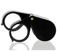 SAFE 9849 Loupe Double Pliable | Grossissements 8X / 10x / 18x | Loupe de Poche Pliable | Ø 15/20 mm | Compacte & protégée dans boîtier Noir