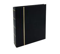 SAFE Album de Timbres 116 Cuir Noir - Classeur philatélique Vide - 4 Anneaux (80-80-80 mm) - Dorure sur Couverture & Dos - Format A4 (270×315×68 mm)