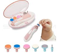 Safe Baby Ensemble lime à ongles électrique pour bébé - Kit de manucure et pédicure pour nouveau-né ou enfant - 5 tampons de ponçage différents + 1 perceuse (2 piles AA non incluses) - INPAY (Rose)