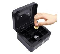 Safe Bank Lock Box - Cash Drawer Storage Case, Keyed Money Organizer with Tray, Portable Security Handle Container | Suitable for Home Office Shop Receipt Coin Bill Management, 7.87 * 6.29 * 3.54in