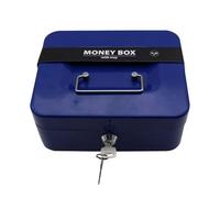 Safe Bank Lock Box - Cash Drawer Storage Case, Keyed Money Organizer with Tray, Portable Security Handle Container | Suitable for Home Office Shop Receipt Coin Bill Management, 7.87 * 6.29 * 3.54in