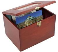SAFE Boîte de collection en bois 5870 - Pour 400 cartes postales, photos ou bijoux - Acajou avec intérieur en velours rouge - Fermeture en laiton - Format 230 × 185 × 155 mm