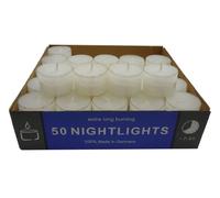 Safe candle - Lot de 50 bougies chauffe-plat - Avec coupelle en polycarbonate transparent - 8 heures de durée de combustion