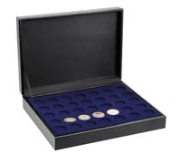 SAFE Cassettes individuelles NOVA Deluxe 24 x 33 mm Ø | précision artisanale, noble housse LEFA, matelassées, velours bleu roi, protègent des rayures. Taille : 260 x 215 x 95 mm