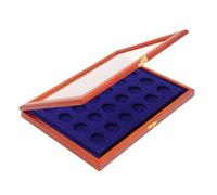 SAFE Coffret en Bois Massif 5867 - pour 24 pièces Ø 38 mm sous Capsule - avec Verre, Velours Noir et Fixation Murale - Format env. 375 × 260 × 30 mm