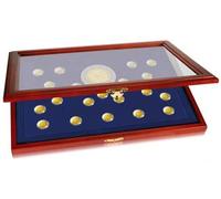 Safe 5889 Vitrines en Bois 10 Ans de l'UEM pour Toutes Les 20 pièces commémoratives de 2 Euros de l'émission communautaire 2009 | 375 x 260 x 30 mm | Vitrine pour pour Votre Collection