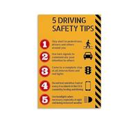 Safe Driving Poster Defensive Driving Tips Car Accident Prevention Guide Essential Rules for New Drivers Road Safety Wall Art Decor(Framed,12x18inch(30x45cm))