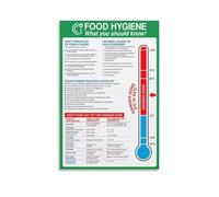 Safe Food Preparation Poster Canvas Wall-Art Print Kitchen Sign Cooking Health Guidelines for Home and Business(Framed,16x24inch(40x60cm))