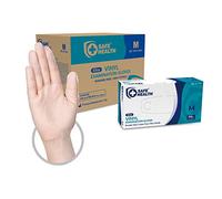 Safe Health Gants d'examen Jetables en Vinyle Taille M Transparent, Boîte de 1000 gants, Sans poudre Sans latex Hypoallergéniques, Soins médicaux Aliments Nettoyage, 3 Mil