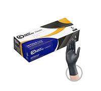 Safe Health Gants jetables industriels noirs en nitrile - Grands | 3,5 mil Boîte de 100 | Sans poudre-Sans latex | Tatouage-Salon de beauté-Coiffeur Nail Studio-Réparation automobile