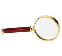 SAFE Loupe à Manche 5×, lentille de 50 mm, Finition dorée | Loupe de lecture à lentille en verre, poignée aspect bois
