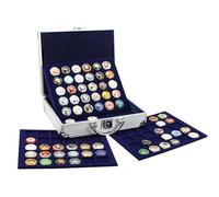 SAFE Mallette en aluminium pour 150 capsules de champagne - Avec 5 plateaux en velours bleu - Avec serrure et poignée de transport - 250 × 215 × 70 mm