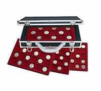 Safe No269 Valise pour Monnaies en Aluminium Noir | INCL. 6 Plateaux pour Monnaies diamètre 24, 33, 45 mm | 410 x 270 x 85 mm
